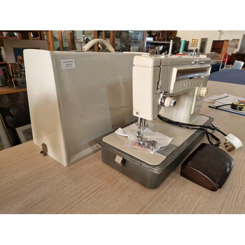 78 - Singer Sewing Machine, (Model 513), Electric with Foot Pedal and Spare Bobbins, in Case, * Basic Tes... 