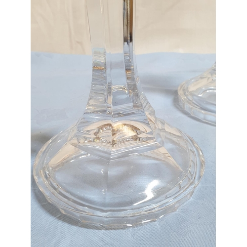 803 - 2 x Matching Glass Candlesticks (H:21cm)