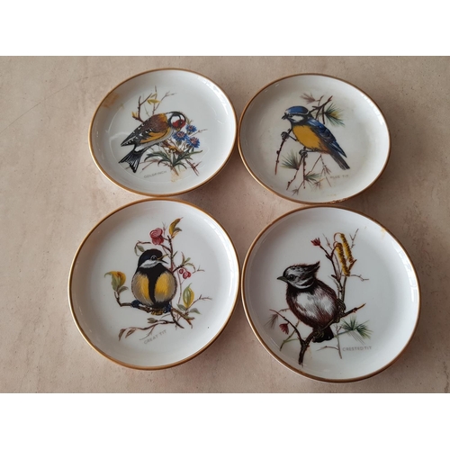 89 - Set of 4 x Kaiser, West Germany  Bird Plate Coasters inc; Great Tit, Goldfinch, Crested Tit and Blue... 