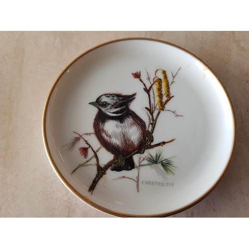 89 - Set of 4 x Kaiser, West Germany  Bird Plate Coasters inc; Great Tit, Goldfinch, Crested Tit and Blue... 