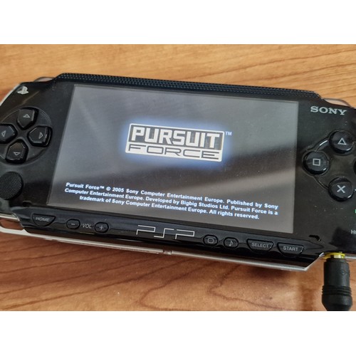 6 - Sony PSP / PlayStation Portable and Hard Case, Charger & 'Persuit Force' Game, * Basic Test & Workin... 