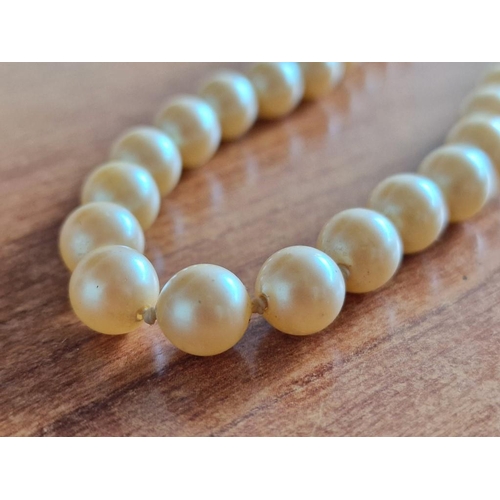 130 - Long Single Strand Pearl Necklace with Decorative Clasp, (Approx. L: 145cm, Ave. Ø: 8mm, Individuall... 