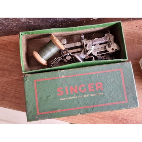 132 - Vintage Cast Iron Singer Sewing Machine, Hand Wind, Circa 1947, in Carry Case