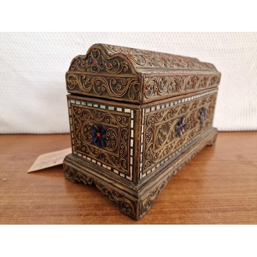 149 - Decorative Carved Wood Chest from Thailand, with Hinged Lid and Painted Interior, (Approx. 31 x 15 x... 