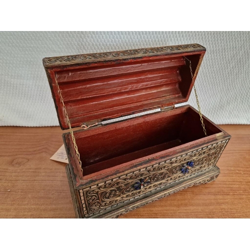 149 - Decorative Carved Wood Chest from Thailand, with Hinged Lid and Painted Interior, (Approx. 31 x 15 x... 