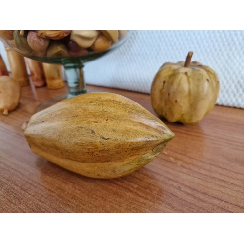 158 - Oversized Brandy Glass (H: 31cm), Together with Wooden Fruit and Assorted Wooden Decoration Items