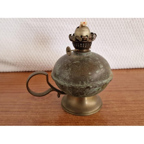 168 - Vintage Copper Oil Lamp Base with Carrying Handle