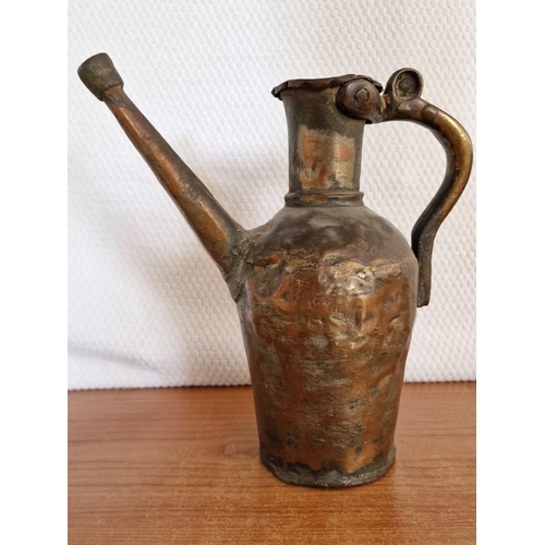 170 - Vintage Hand Made Copper Jug with Long Spout and Handle, (a/f), (Approx. H: 27cm)