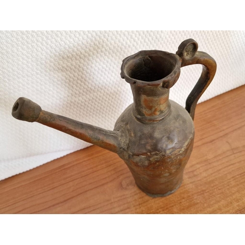 170 - Vintage Hand Made Copper Jug with Long Spout and Handle, (a/f), (Approx. H: 27cm)