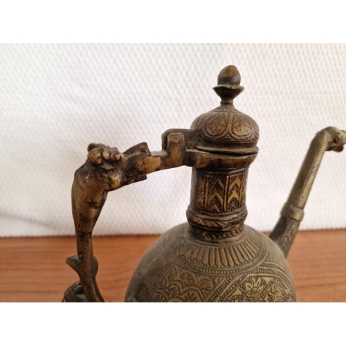 171 - Vintage Middle-East Style Metal Tea Pot with Shaped Handle, Decorated Body and Long Spout with Figur... 