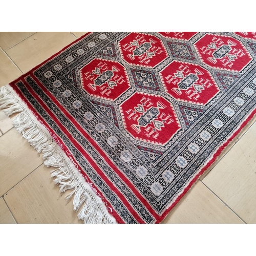 176 - Decorative Carpet Runner in Red & Black Geometric Patterns, (Approx. 280 x 80cm)