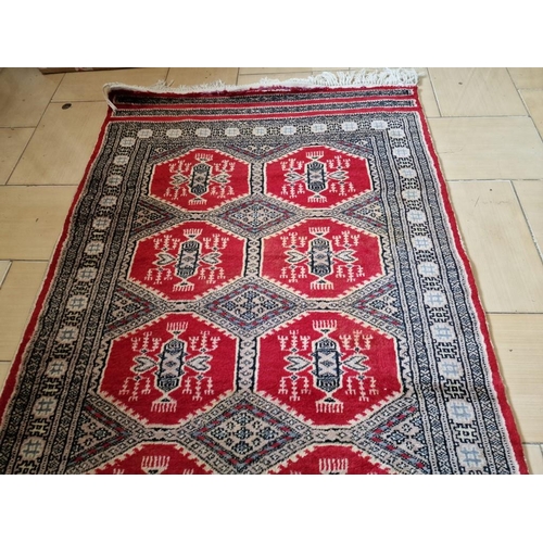 176 - Decorative Carpet Runner in Red & Black Geometric Patterns, (Approx. 280 x 80cm)