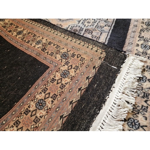 177 - Carpet with Black Background Colour and Patterned Oval Centre and Border, (Approx. 170 x 94cm)