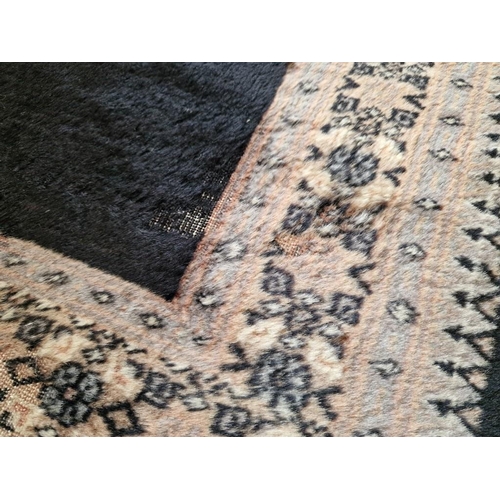 177 - Carpet with Black Background Colour and Patterned Oval Centre and Border, (Approx. 170 x 94cm)