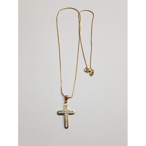 178 - 18ct Yellow Gold Set; 18ct Chain (L:47cm, Weight 3.68gr), Together with 18ct Cross Pendant with Zirc... 