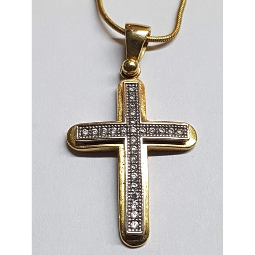 178 - 18ct Yellow Gold Set; 18ct Chain (L:47cm, Weight 3.68gr), Together with 18ct Cross Pendant with Zirc... 