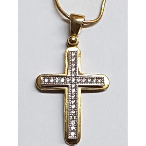 178 - 18ct Yellow Gold Set; 18ct Chain (L:47cm, Weight 3.68gr), Together with 18ct Cross Pendant with Zirc... 