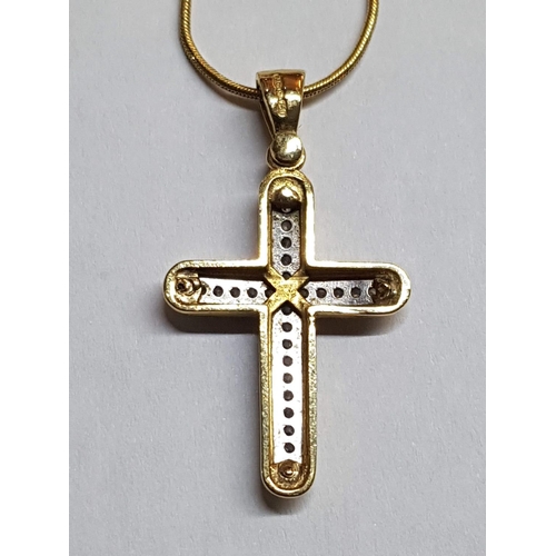 178 - 18ct Yellow Gold Set; 18ct Chain (L:47cm, Weight 3.68gr), Together with 18ct Cross Pendant with Zirc... 