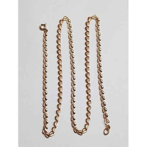 262 - 14ct Rose Gold Heart Link Chain / Necklace (L:49.5cm), Total Weight 5.18gr