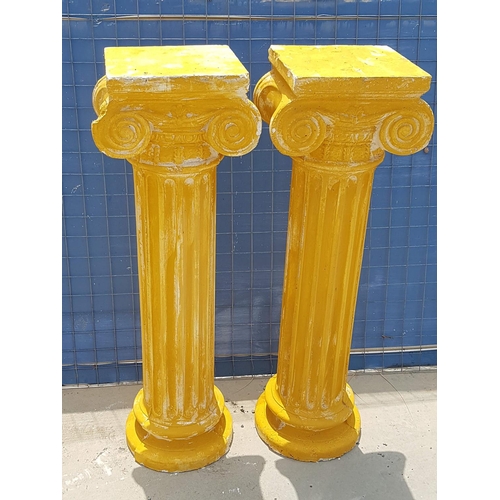 271 - Pair of Greek Style Garden Clay Columns / Plant Stands (H:87cm each)