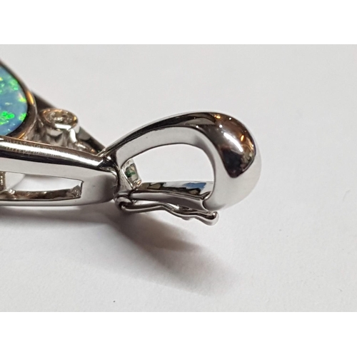 289 - 18ct White Gold and Little Diamonds and Opal (?) Pendant, Total Weight 10.36gr, Size Approx 3.2 xc1.... 