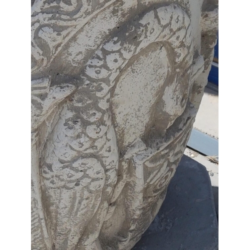 301 - Large Clay Garden Plant Pot Decorated with Animal Pattern Relief (H:74cm)