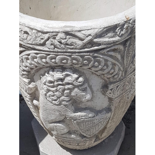 302 - Large Clay Garden Plant Pot Decorated with Animal Pattern Relief (H:74cm)