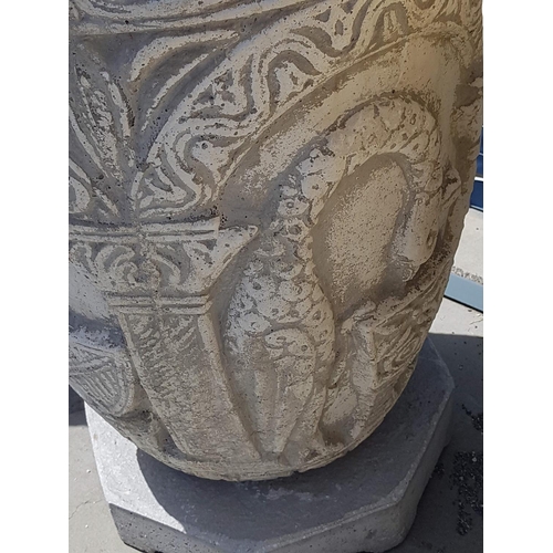 302 - Large Clay Garden Plant Pot Decorated with Animal Pattern Relief (H:74cm)