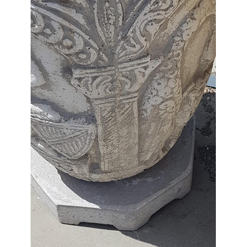 302 - Large Clay Garden Plant Pot Decorated with Animal Pattern Relief (H:74cm)