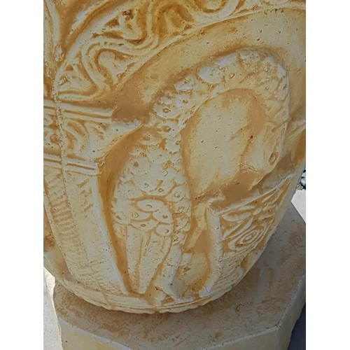 306 - Large Clay Garden Plant Pot Decorated with Animal Pattern Relief (H:74cm)