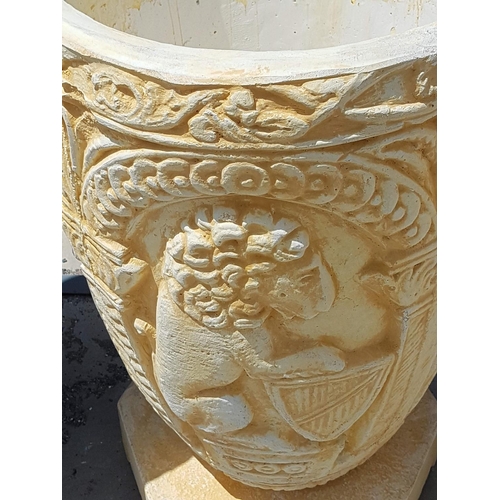 307 - Large Clay Garden Plant Pot Decorated with Animal Pattern Relief (H:74cm)