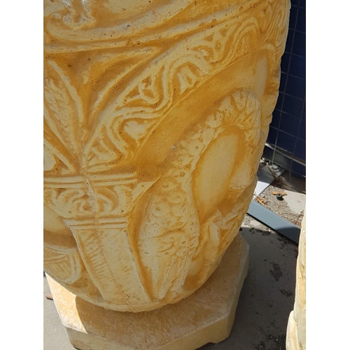 307 - Large Clay Garden Plant Pot Decorated with Animal Pattern Relief (H:74cm)