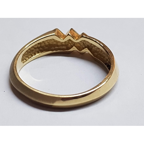 308 - 14ct (585) Yellow Gold Ring with Diagonal Set Baguette Cut Diamond, Size R, Total Weight 4.31gr