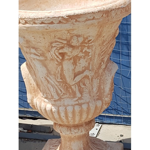 316 - Large Clay Garden Pot / Planter Urn with Relief Ancient Pattern (H:83cm)