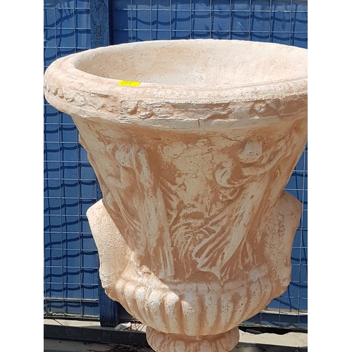 317 - Large Clay Garden Pot / Planter Urn with Relief Ancient Pattern (H:83cm)