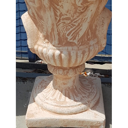 317 - Large Clay Garden Pot / Planter Urn with Relief Ancient Pattern (H:83cm)