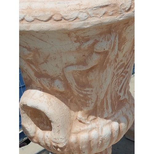 317 - Large Clay Garden Pot / Planter Urn with Relief Ancient Pattern (H:83cm)