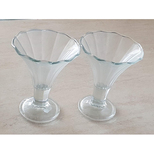 358 - Retro Collection of Cut Glass Vase (H:16cm) 2 x Ice Cream Sundae Glasses and Grapes Glass Ornaments ... 