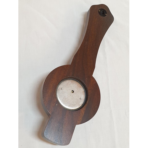 48 - Wall Mounted Wooden Cased Barometer with Thermometer (39 x 15cm)