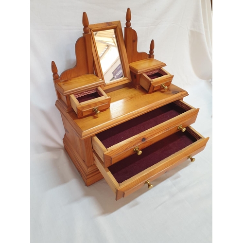 49 - Pine Miniature Dressing Table / Jewellery Box (33 x 36 x 16cm)