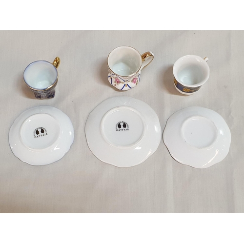 54 - 8 x Miniature Porcelain Cups and Saucers Together with 6 x Miniatures Teapots (Largest Tea Pot H:6cm... 