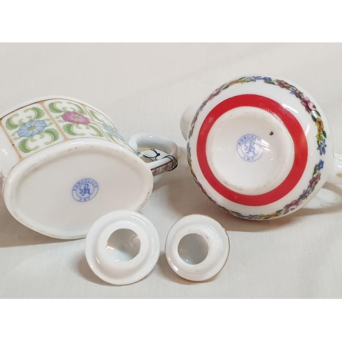 54 - 8 x Miniature Porcelain Cups and Saucers Together with 6 x Miniatures Teapots (Largest Tea Pot H:6cm... 