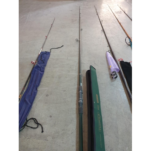 183 - 5 x Fishing Rods in Soft Cases, 4 x Carbon Fibre; 1 x Cane, 1 x 