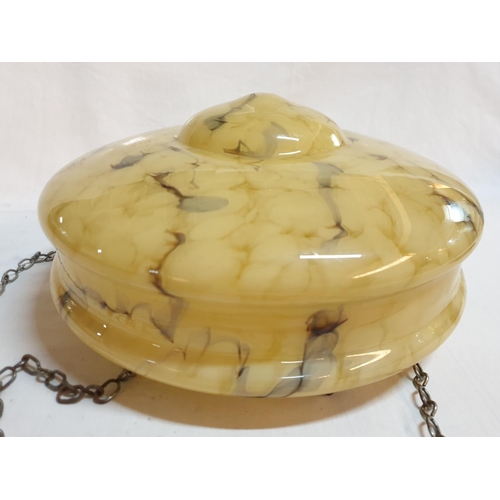 257 - Art Deco Pendant Light Marbled Yellow Glass