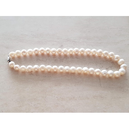 305 - Big Pearls Necklace (Approx 1cm each, 40-Pearls) with Modern Clasp (L:45cm)