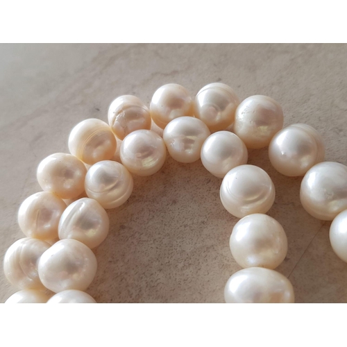 305 - Big Pearls Necklace (Approx 1cm each, 40-Pearls) with Modern Clasp (L:45cm)