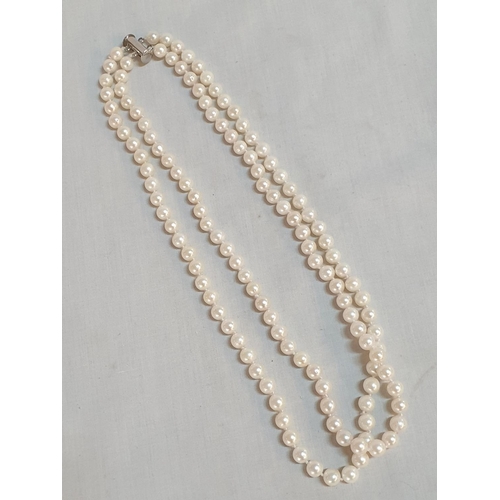 309 - Double Strand Pearl Necklace with White Metal Modern Clasp, Together with Qty of Lose Pearls for Re-... 