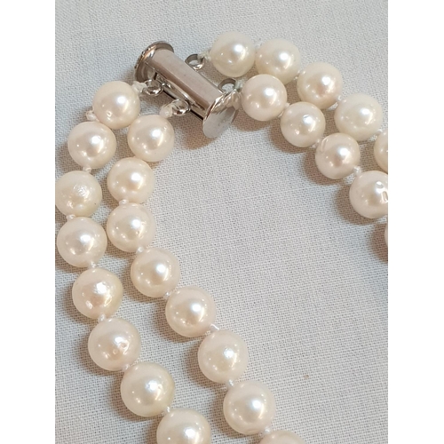 309 - Double Strand Pearl Necklace with White Metal Modern Clasp, Together with Qty of Lose Pearls for Re-... 