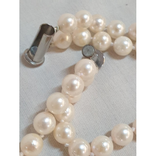 309 - Double Strand Pearl Necklace with White Metal Modern Clasp, Together with Qty of Lose Pearls for Re-... 