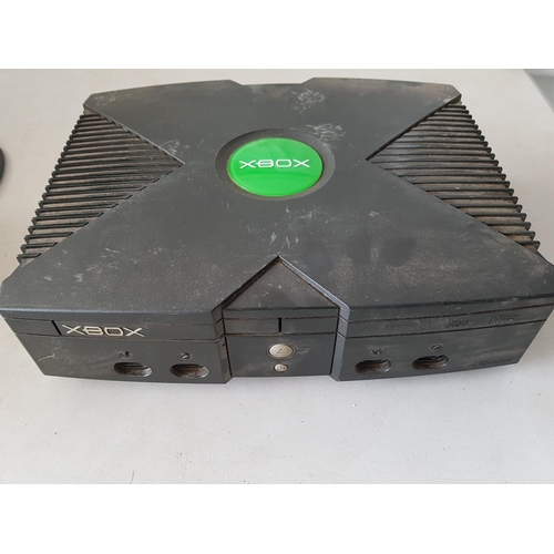 527 - Xbox Video Game System (WA98052-6399 USA), with 2 x Gaming Controllers (A/F, Un-Tested)